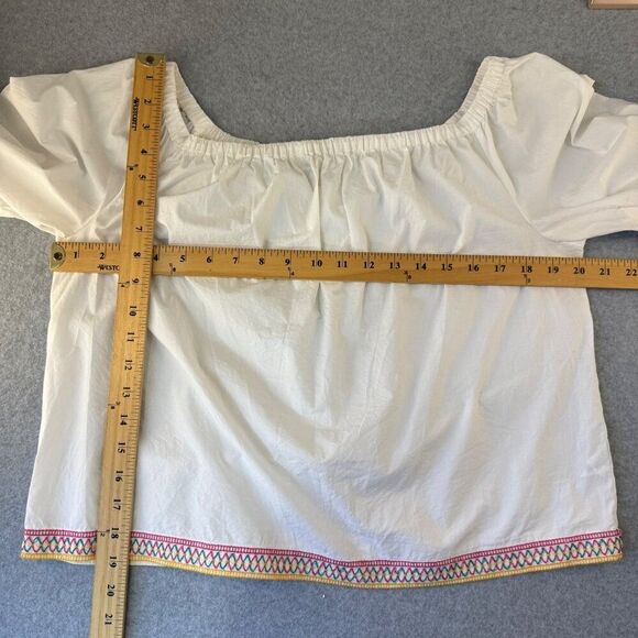 Madewell Women's Medium Blouse Embroidered Floral‎ Off-Shoulder Cotton Top Boho - Picture 5 of 10